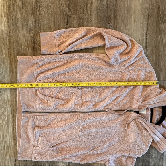 Billabong Essentials Sherpa Zip Hoodie Medium Cozy Dusty Rose Zip Jacket Pockets - Picture 8 of 9